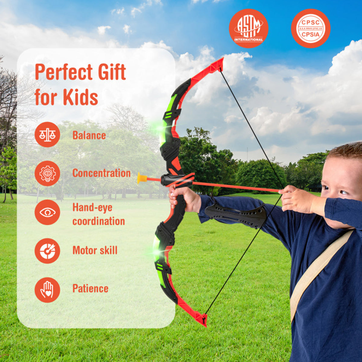 Kids LED Archery Bow Set with Suction Cup Arrows