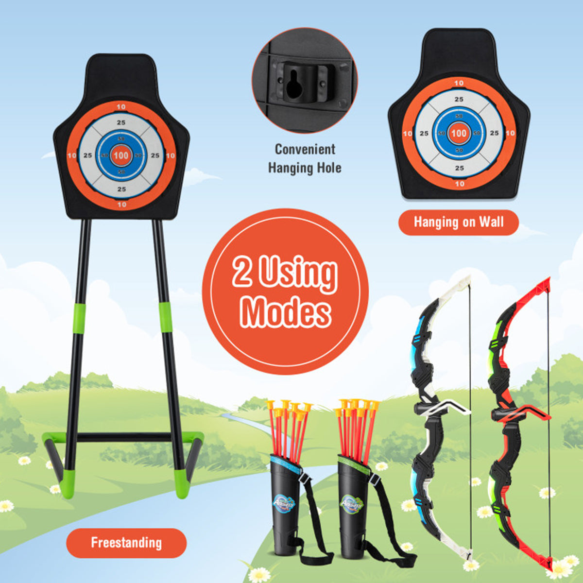 Kids LED Archery Bow Set with Suction Cup Arrows