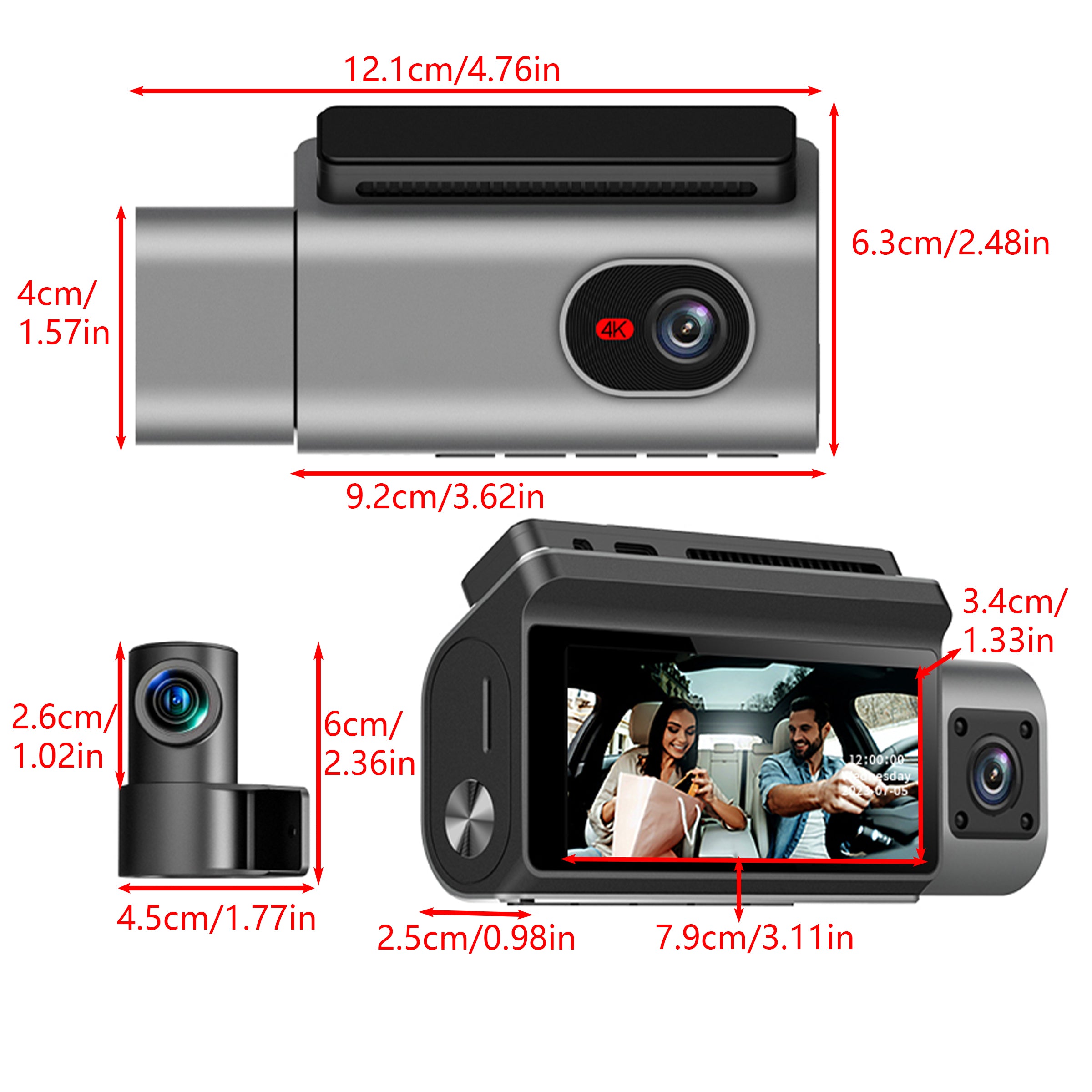 S13 4K Triple Lens Dash Cam