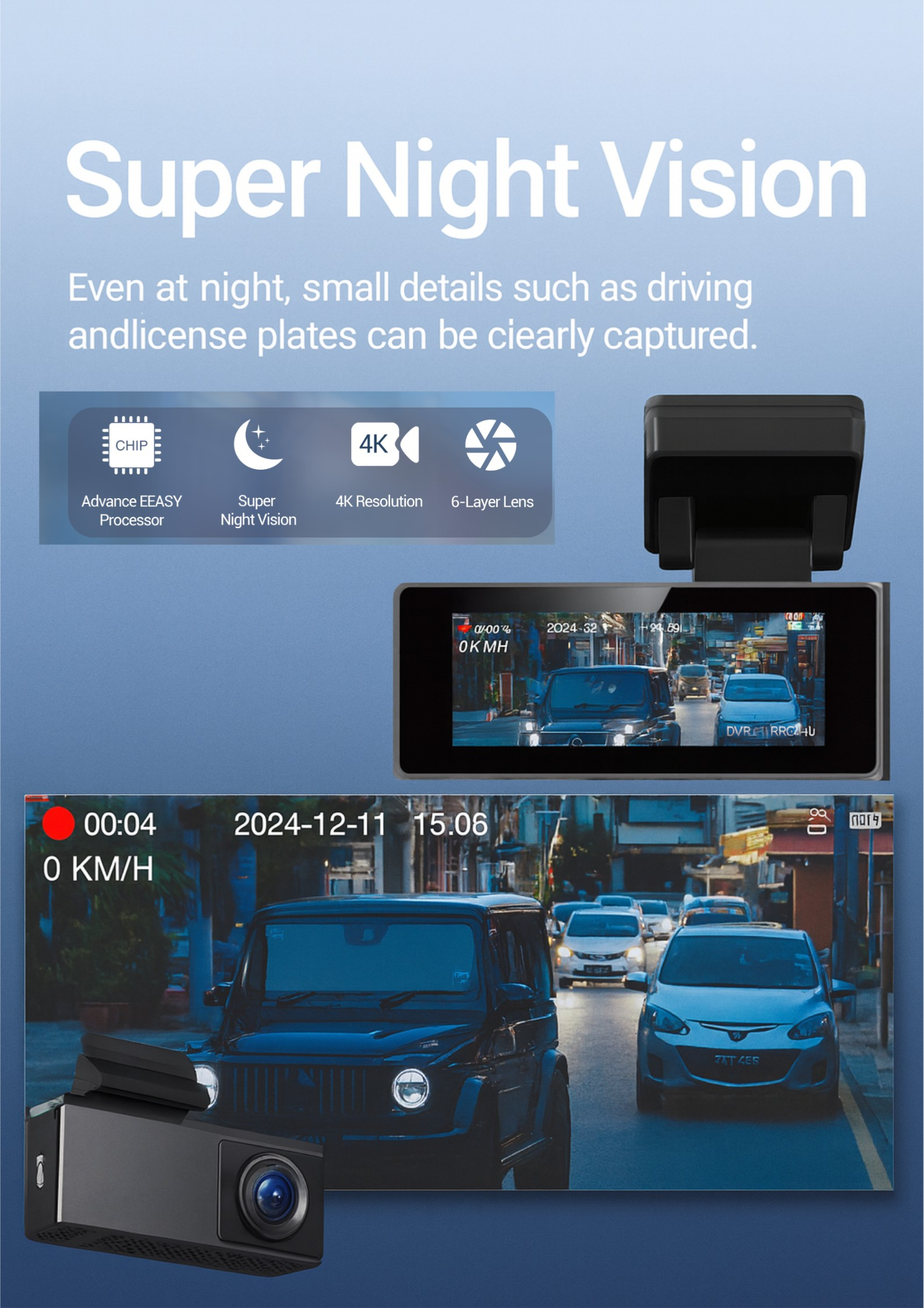 4K Dual Dash Cam with GPS