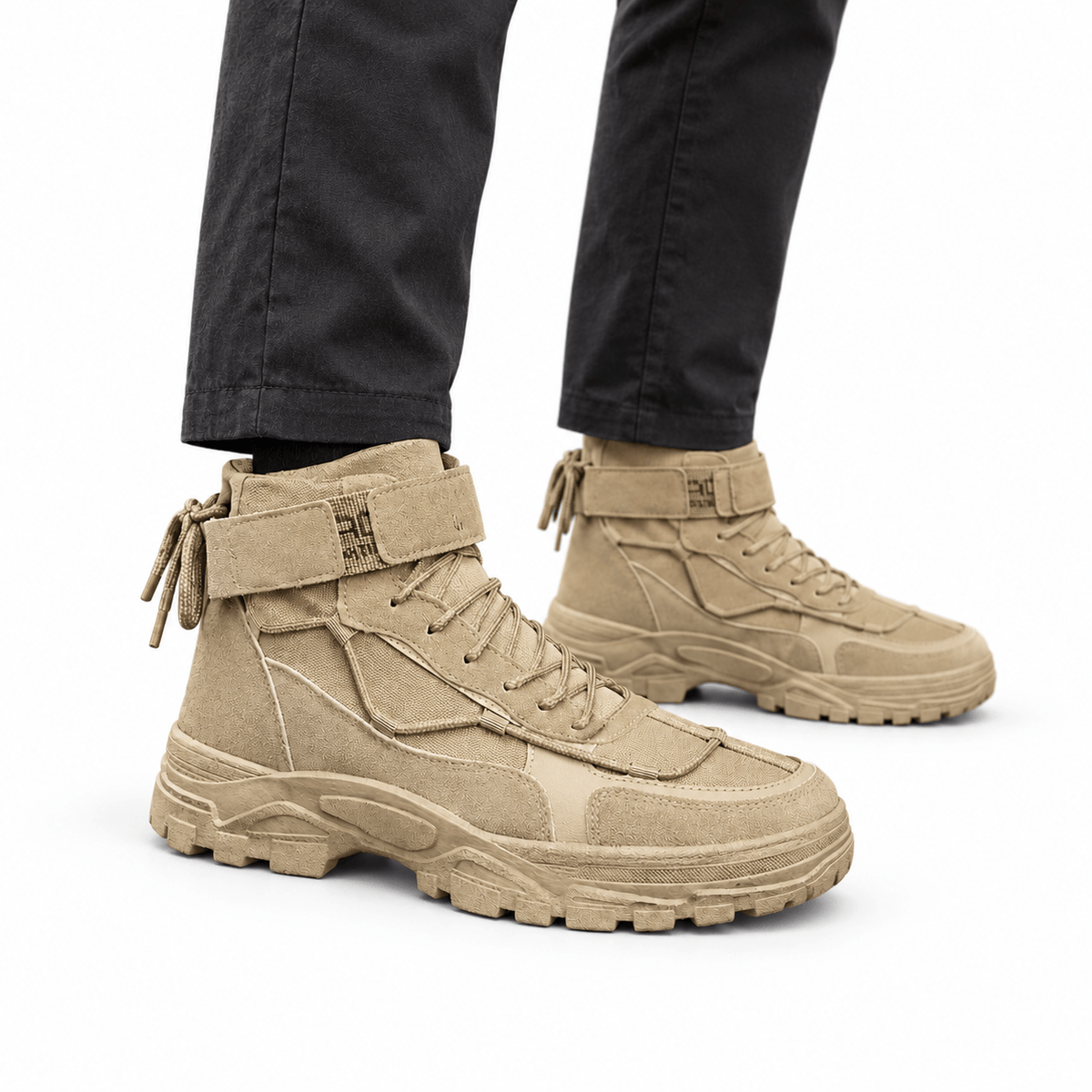 Men's Lace-Up Utility Boots with Ankle Strap