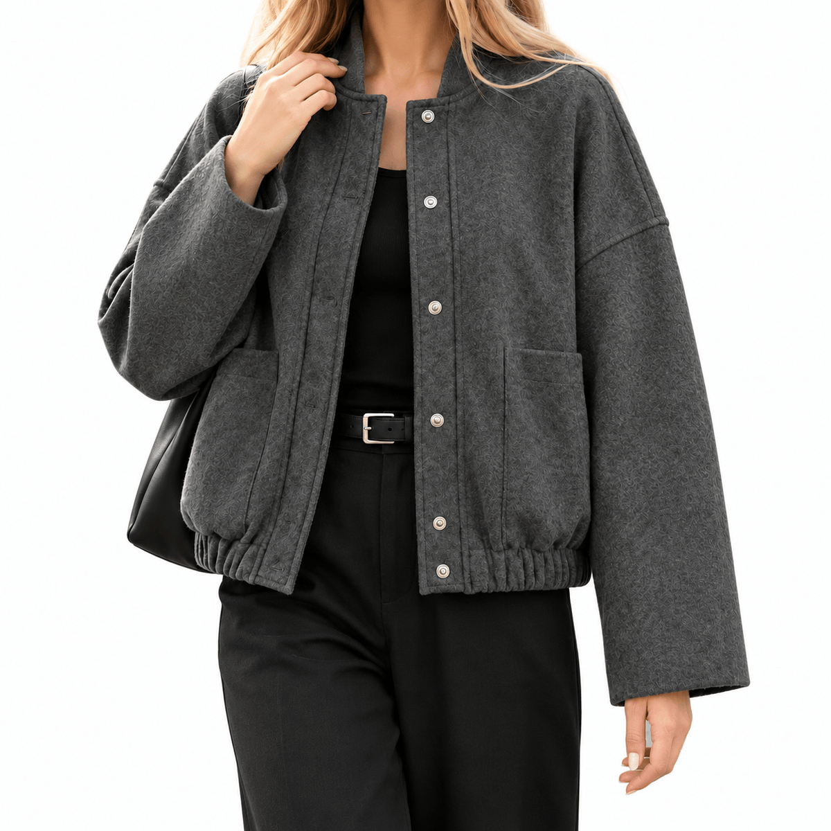 Women's Relaxed Snap-Front Bomber Jacket