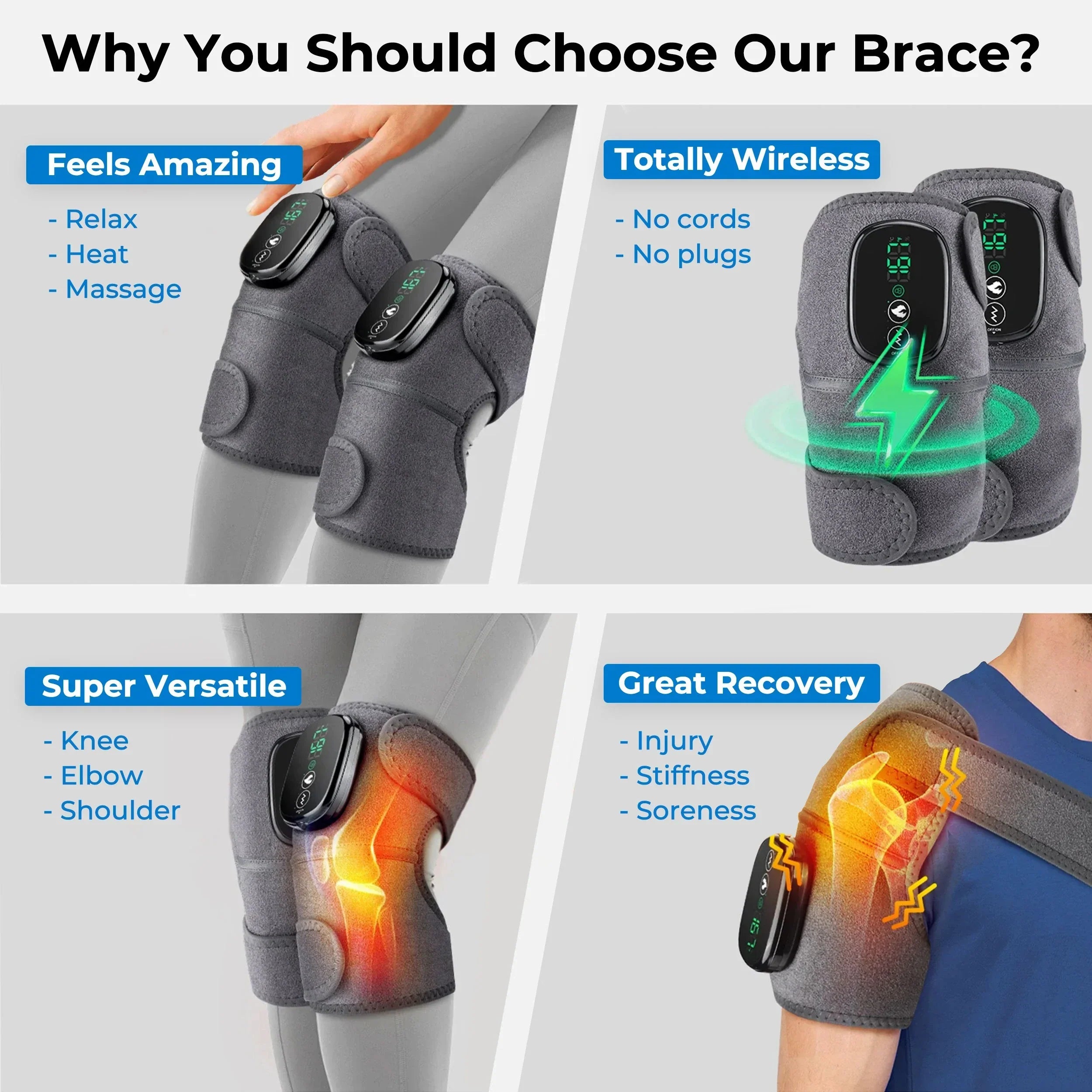 Wireless Heated Massager 3 In 1 Knee Elbow Shoulder