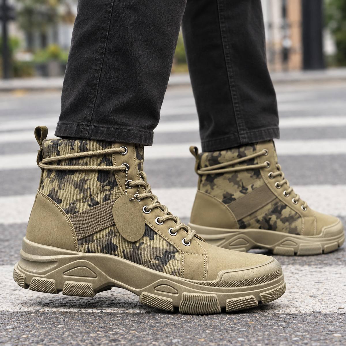 Men's Camouflage Lace-Up Boots with Lug Sole - product view 3