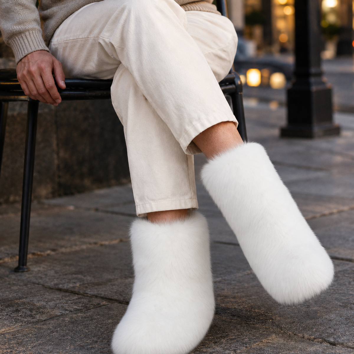 Men's Shaggy Plush Slip-On Mid-Calf Boots - product view 4