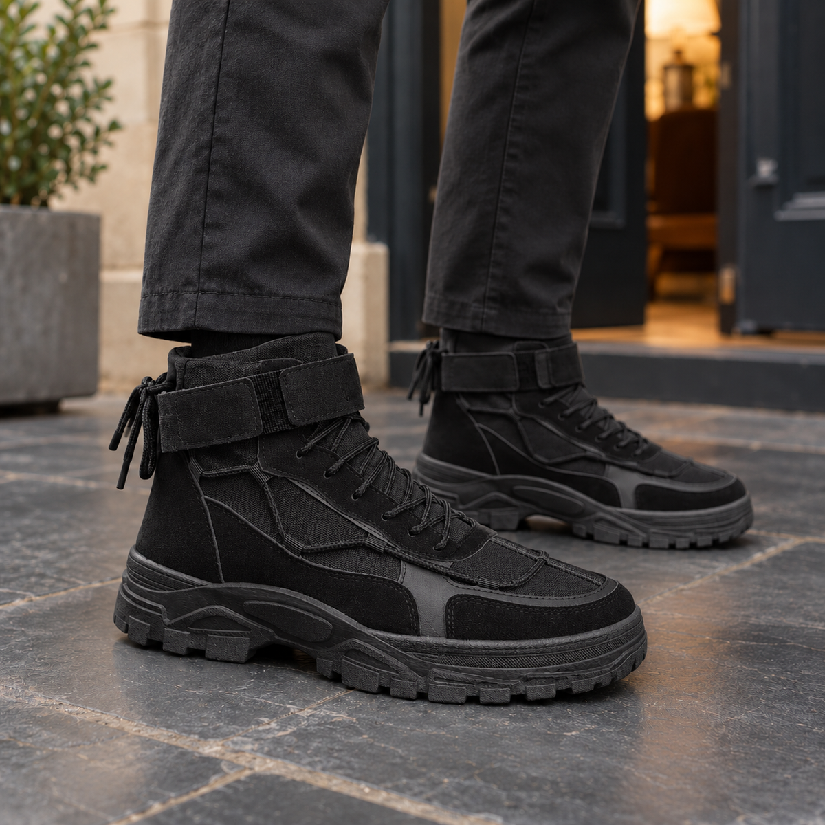Men's Lace-Up Utility Boots with Ankle Strap - product view 4