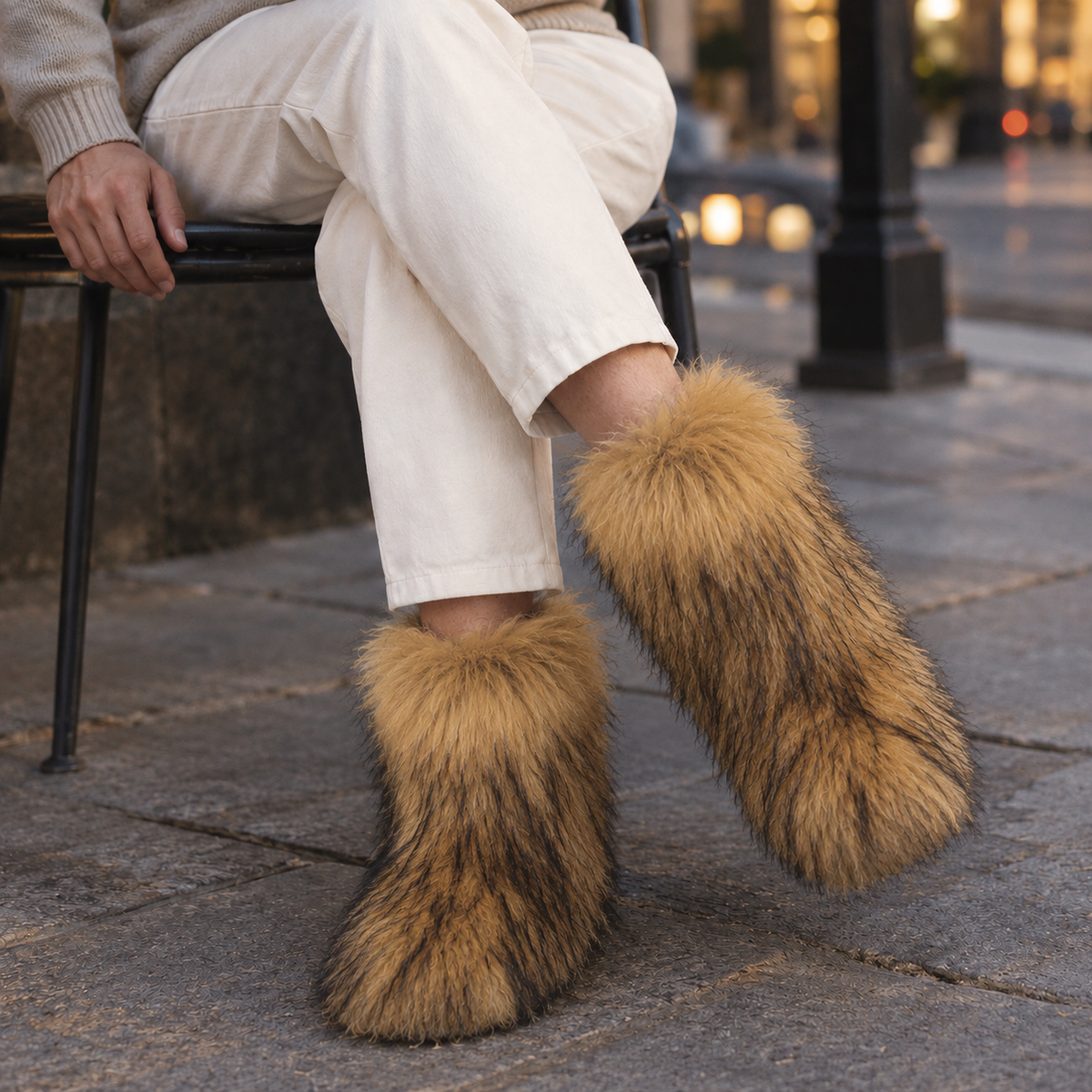 Men's Shaggy Plush Slip-On Mid-Calf Boots - product view 6