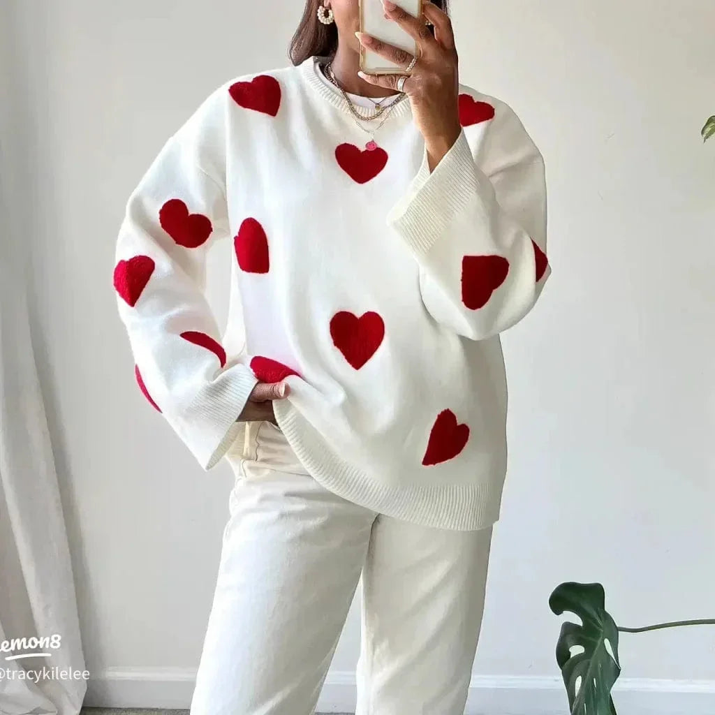 Hallie | Women's Relaxed Heart Motif Jumper