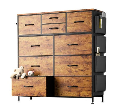 10-Drawer Dresser With Side Pocket