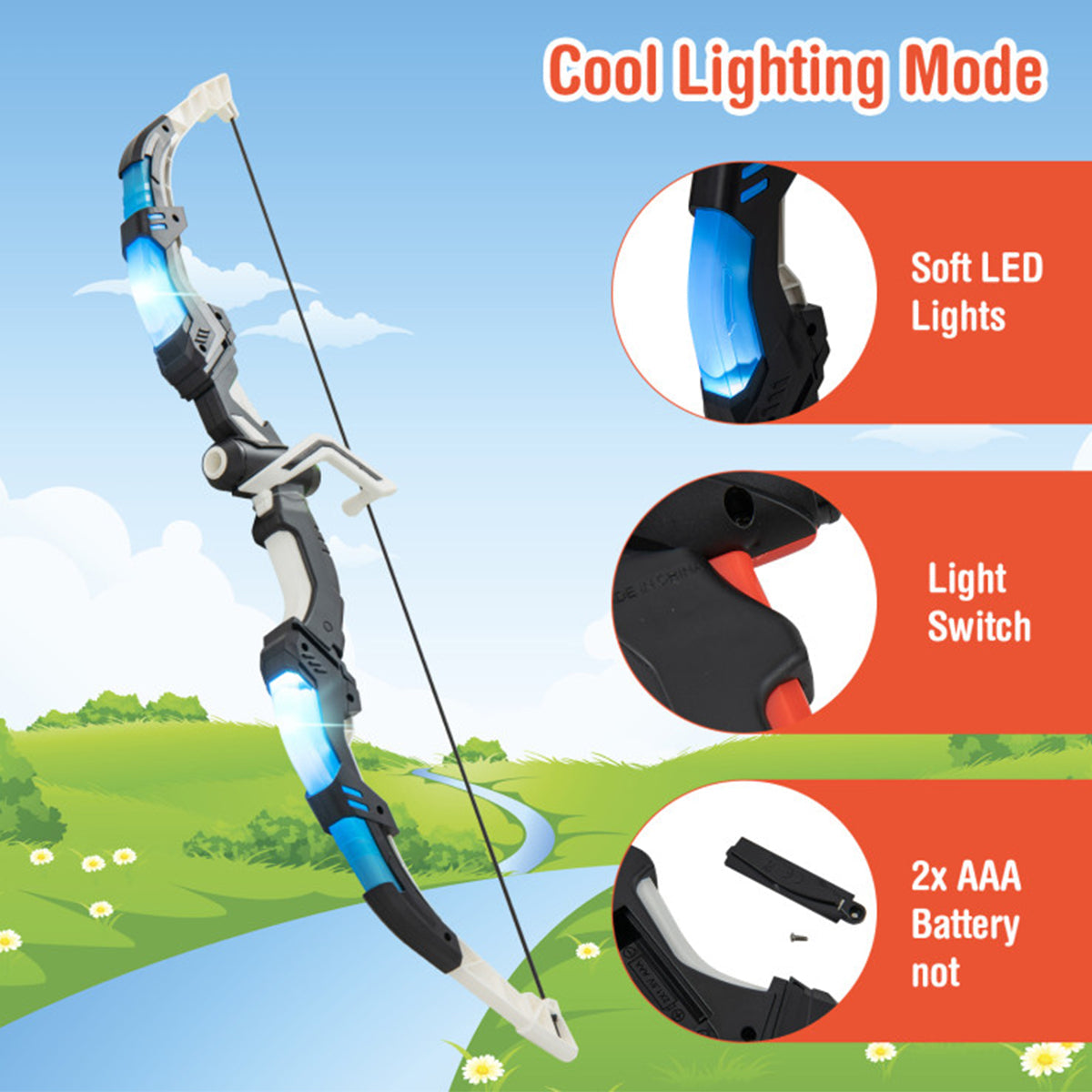 Kids LED Archery Bow Set with Suction Cup Arrows