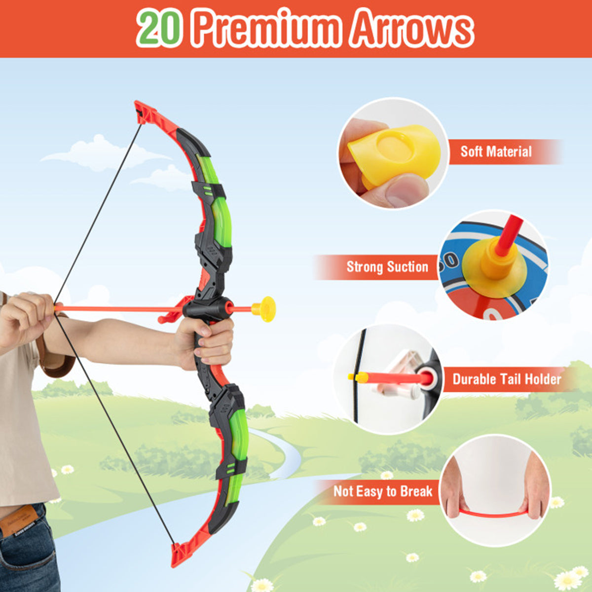 Kids LED Archery Bow Set with Suction Cup Arrows