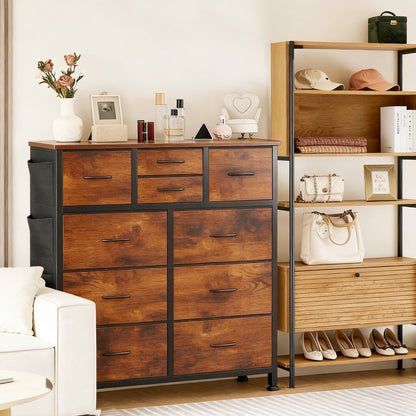 10-Drawer Dresser With Side Pocket