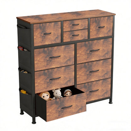 10-Drawer Dresser With Side Pocket