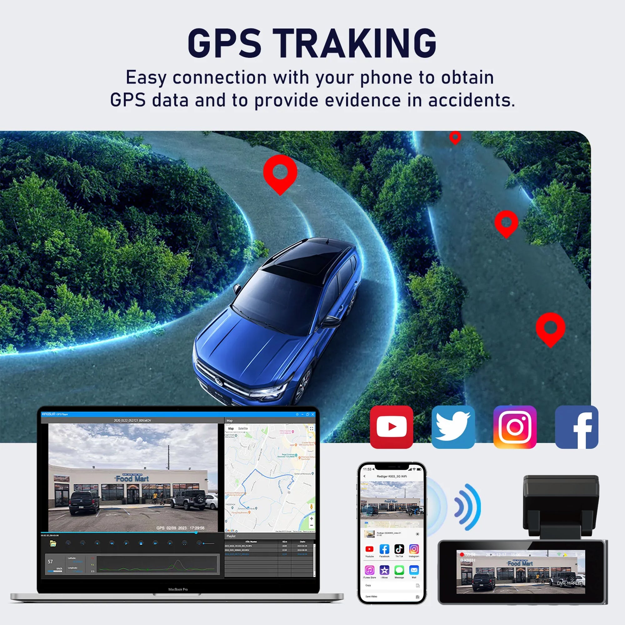 4K Dual Dash Cam with GPS