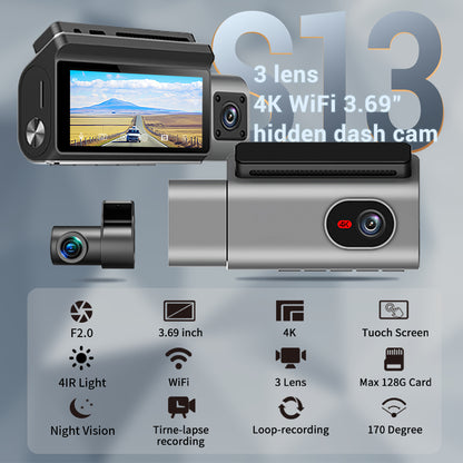 S13 4K Triple Lens Dash Cam