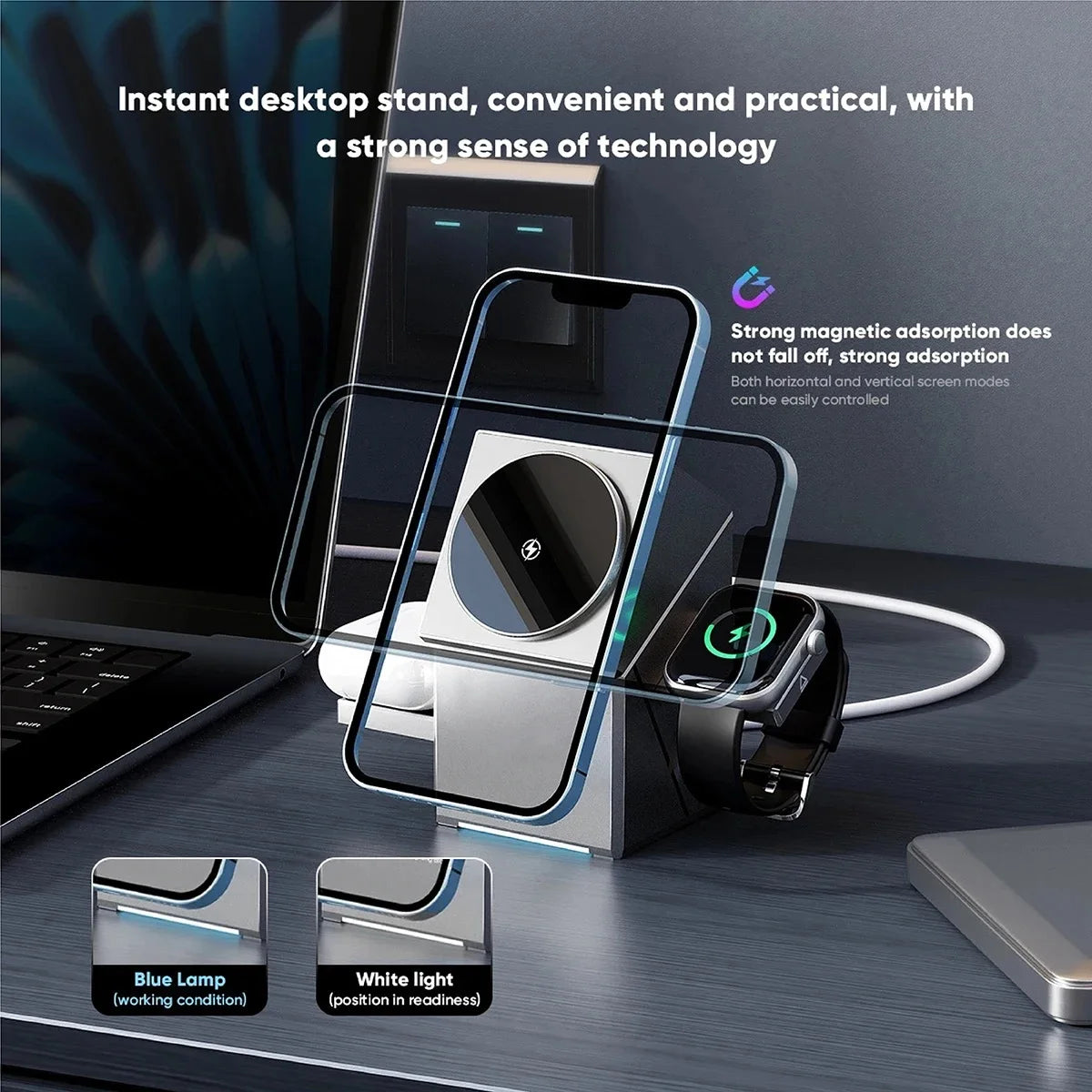 Qi2 3-in-1 Magnetic Charging Station