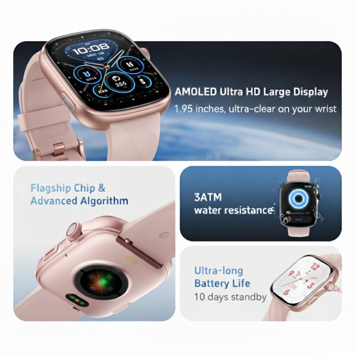 Smart Watch GTS 10 AI AMOLED Pink Edition