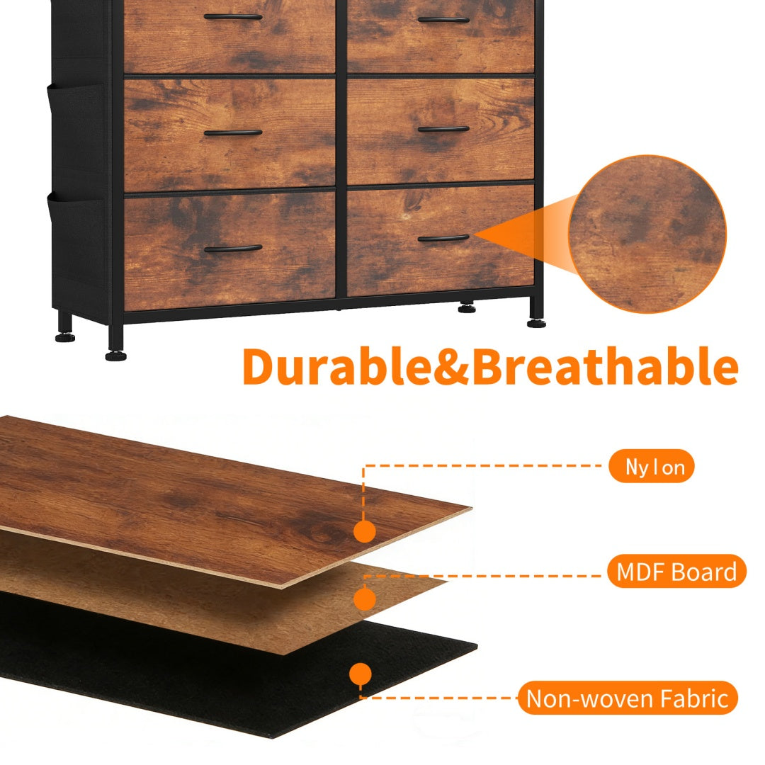 10-Drawer Dresser With Side Pocket