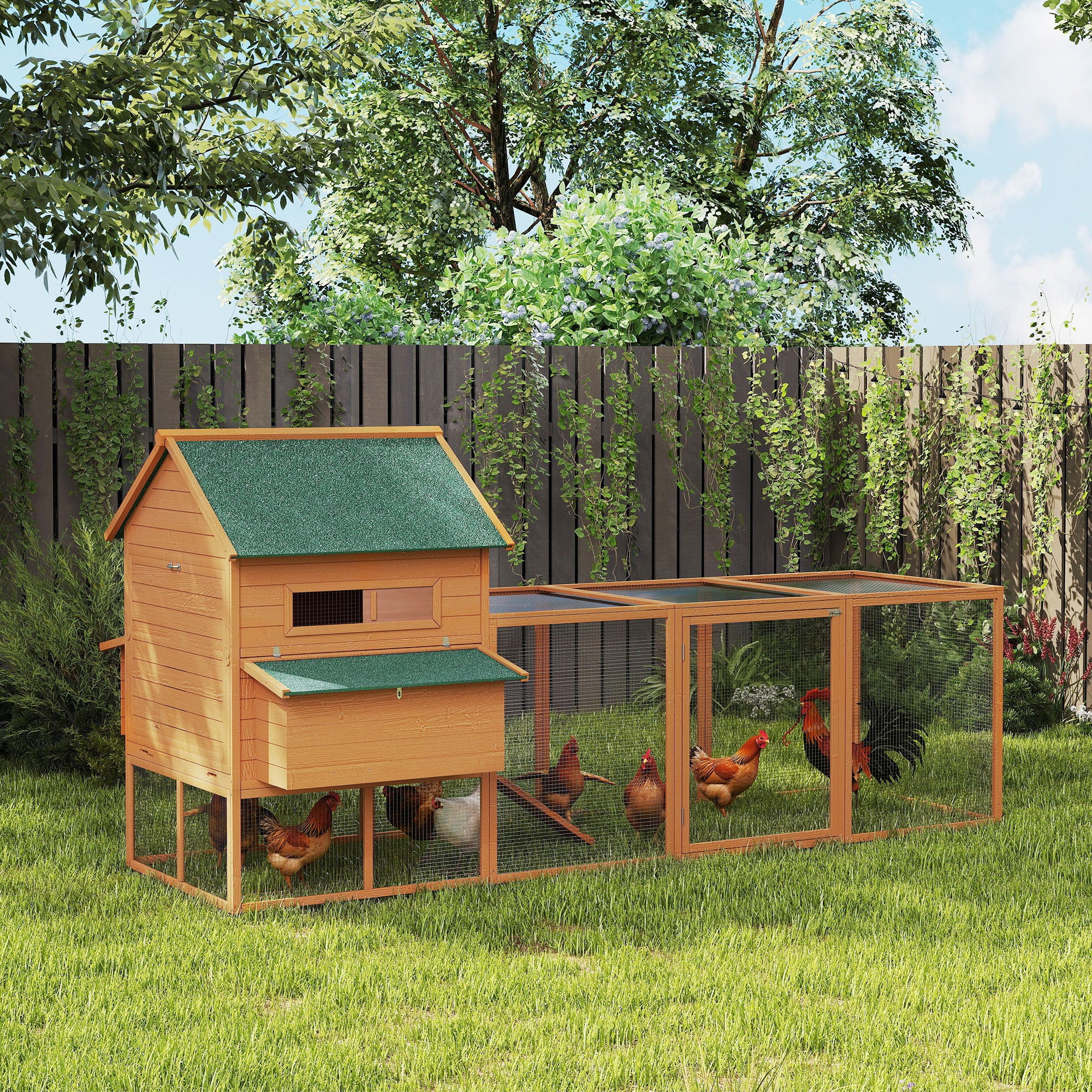 137  Chicken Coop For 8-10 Chickens, Wood Chicken House, Lockable Chicken Coop Kit With Nesting Box & Run, For Backyard, Orange