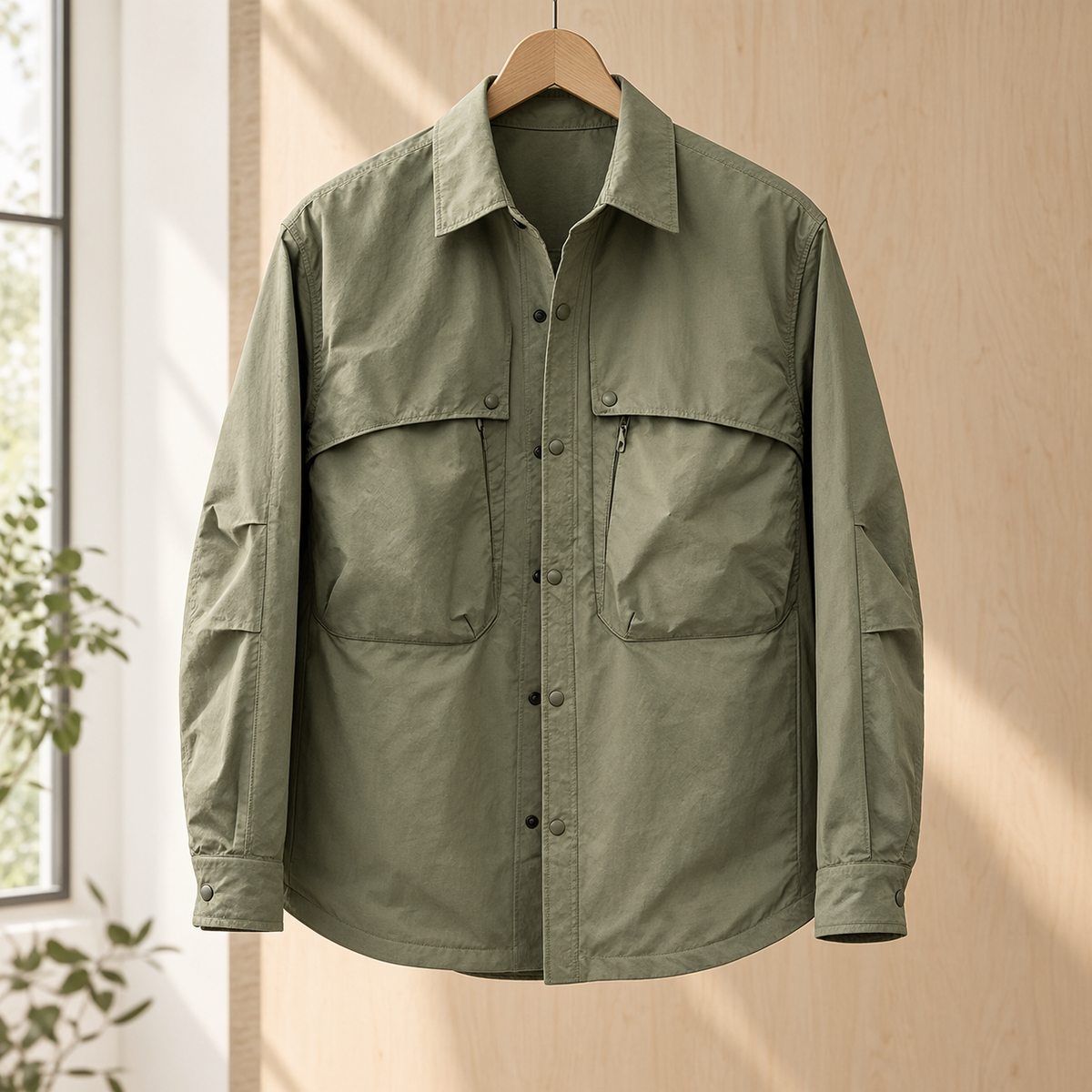 Men's Utility Overshirt with Snap Front and Pockets - product view 1