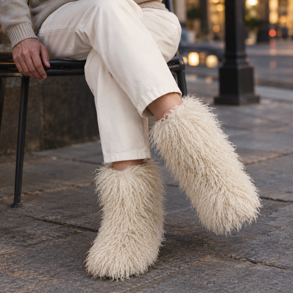 Men's Shaggy Plush Slip-On Mid-Calf Boots - product view 1