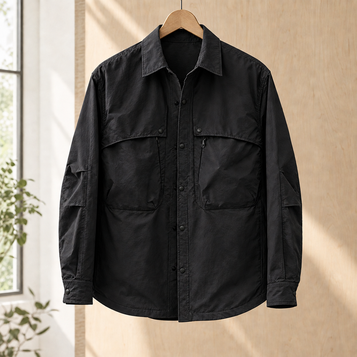 Men's Utility Overshirt with Snap Front and Pockets - product view 3