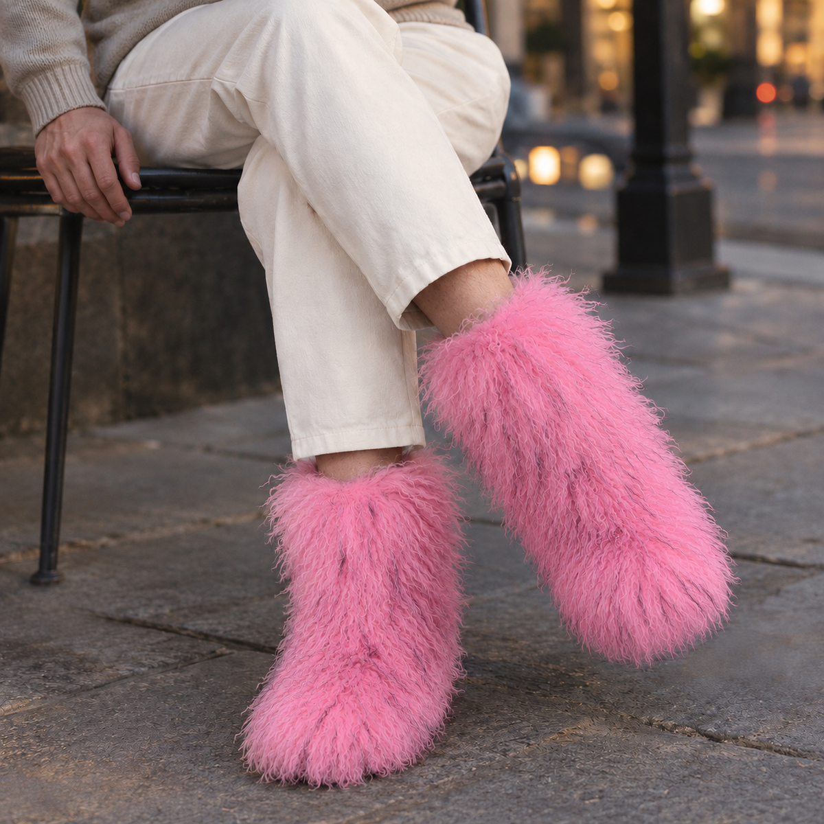 Men's Shaggy Plush Slip-On Mid-Calf Boots - product view 5