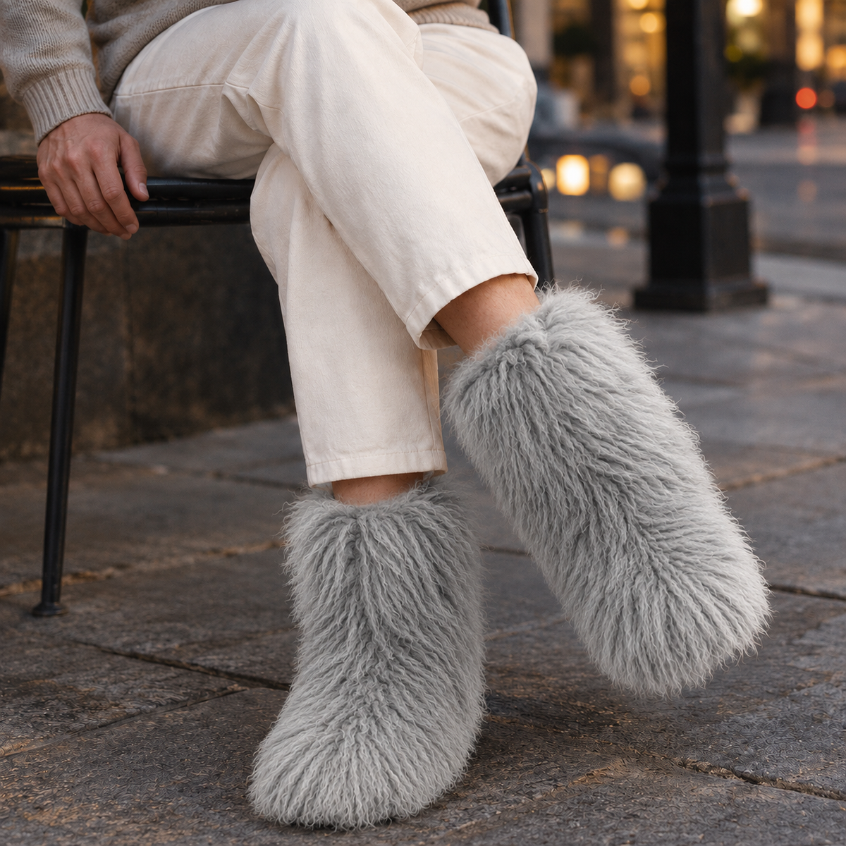 Men's Shaggy Plush Slip-On Mid-Calf Boots - product view 7